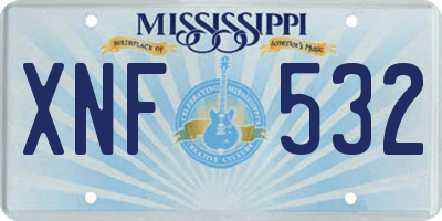 MS license plate XNF532