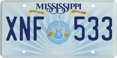 MS license plate XNF533