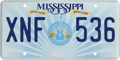 MS license plate XNF536
