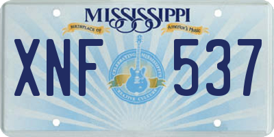 MS license plate XNF537