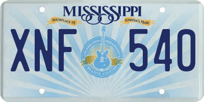 MS license plate XNF540