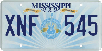 MS license plate XNF545