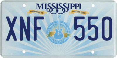 MS license plate XNF550