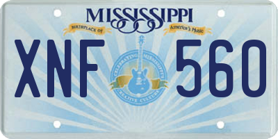 MS license plate XNF560