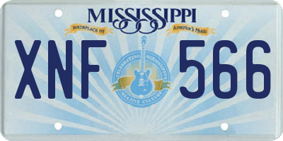 MS license plate XNF566