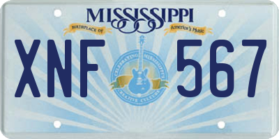 MS license plate XNF567