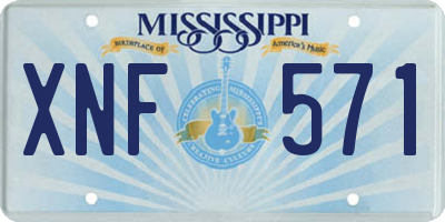 MS license plate XNF571
