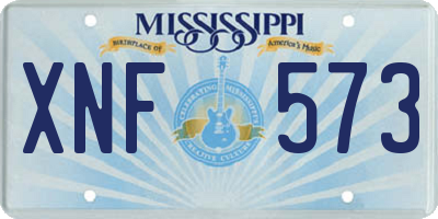 MS license plate XNF573