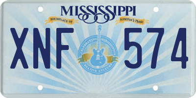 MS license plate XNF574