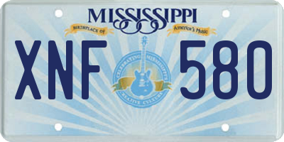 MS license plate XNF580