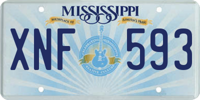 MS license plate XNF593