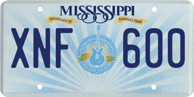 MS license plate XNF600