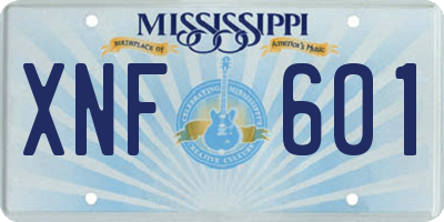 MS license plate XNF601