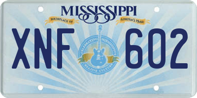 MS license plate XNF602