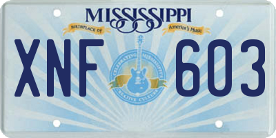 MS license plate XNF603