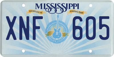 MS license plate XNF605