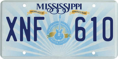 MS license plate XNF610