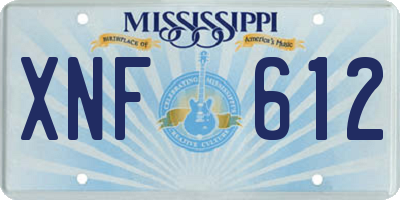 MS license plate XNF612