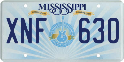 MS license plate XNF630