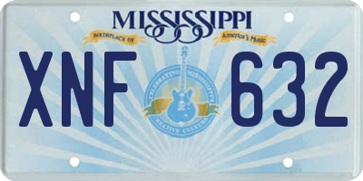 MS license plate XNF632