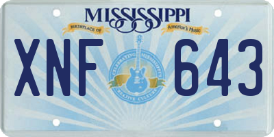 MS license plate XNF643