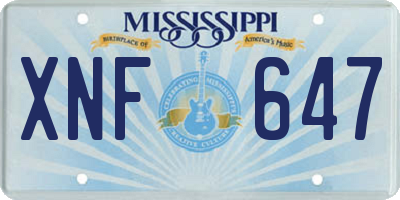 MS license plate XNF647