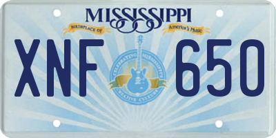 MS license plate XNF650