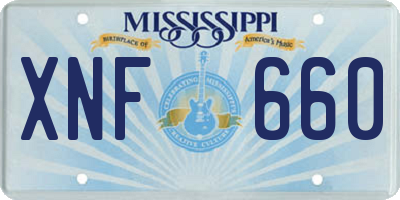 MS license plate XNF660