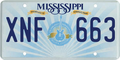 MS license plate XNF663