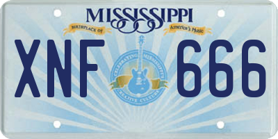 MS license plate XNF666