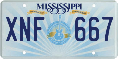 MS license plate XNF667