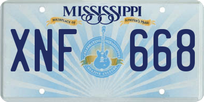 MS license plate XNF668