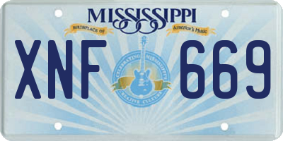 MS license plate XNF669