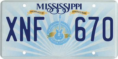 MS license plate XNF670