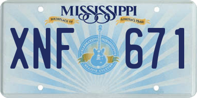 MS license plate XNF671