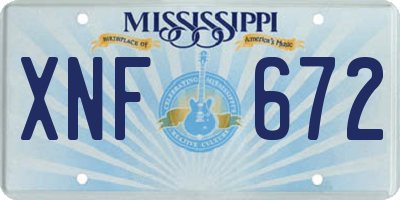 MS license plate XNF672