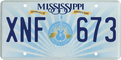 MS license plate XNF673