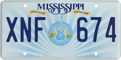MS license plate XNF674
