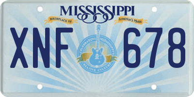 MS license plate XNF678