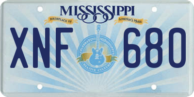 MS license plate XNF680