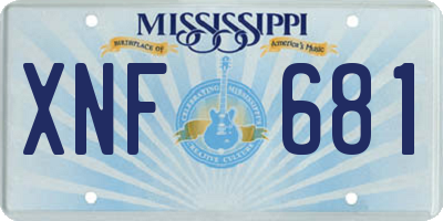 MS license plate XNF681