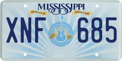 MS license plate XNF685
