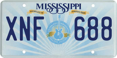 MS license plate XNF688