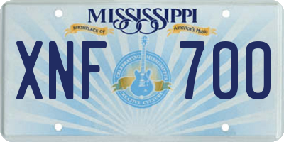 MS license plate XNF700