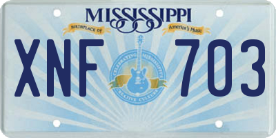 MS license plate XNF703