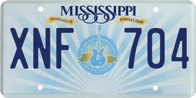 MS license plate XNF704