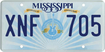 MS license plate XNF705