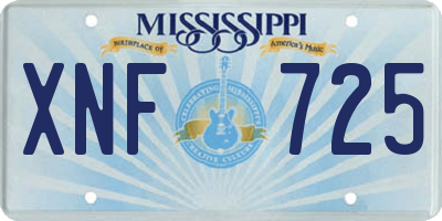 MS license plate XNF725