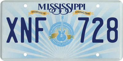MS license plate XNF728