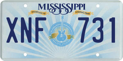 MS license plate XNF731